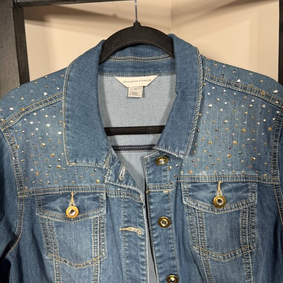 Christopher & Banks Embellished Denim Jacket with Rhinestone Bling - NWOT - Picture 2 of 6